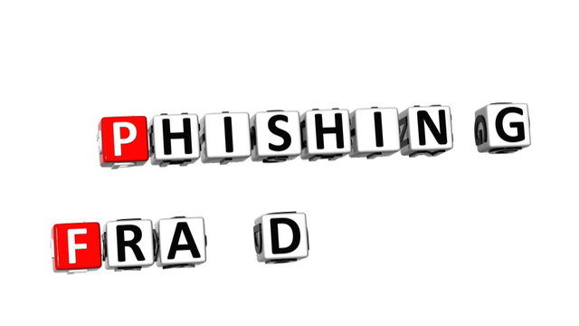 3D Phishing Virus Fraud Danger Crossword on white background