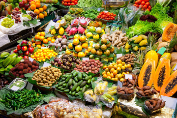 Barcelona Boqueria market fruits display
