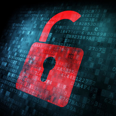 Security concept: Lock on digital screen