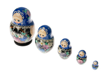 Set of matryoshka dolls isolated on white