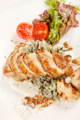 chicken fillet with vegetables and rice