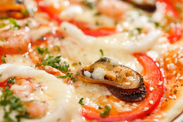 Seafood pizza