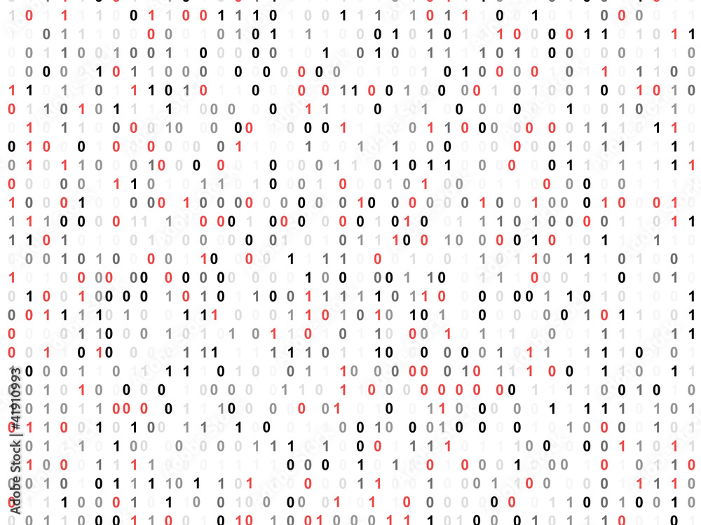 Fototapete binary code screen with red cypher