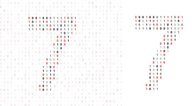 Number 7, alphabet from binary code