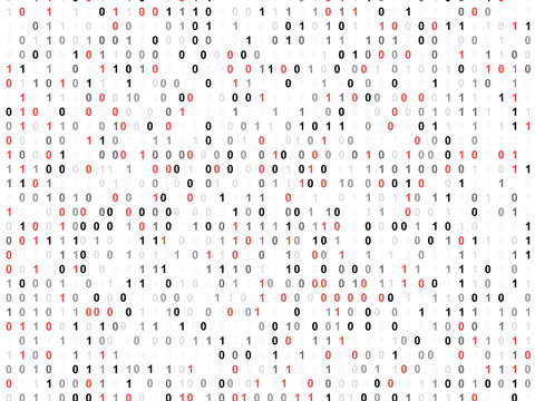 Binary code screen with red cypher