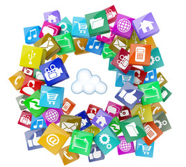 3d cloud computing database network isolated social media icons