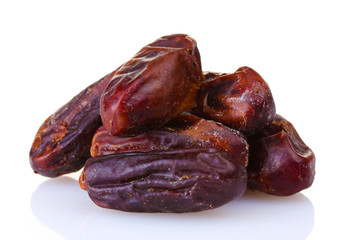 delicious dried dates isolated on white