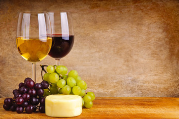 wine, grapes and cheese - 41911937