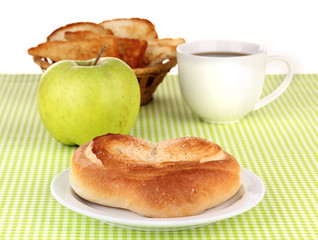 Classical breakfast. Coffee and bun