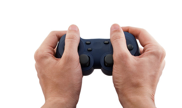 The Joystick For A Video Game In Hand