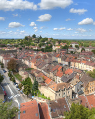 Fototapeta na wymiar Aerial of Cremieu from Saint-Hippolyte Hill