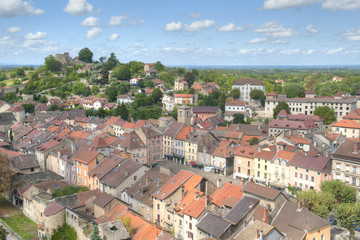 Fototapeta na wymiar Aerial of Cremieu z Saint-Hippolyte Hill