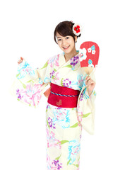Fototapeta premium Beautiful kimono woman. Portrait of asian woman.