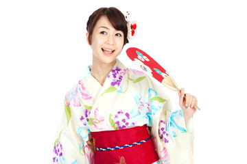 Fototapeta premium Beautiful kimono woman. Portrait of asian woman.