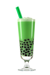 Bubble tea vor weissem Hintergrund