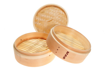 Bamboo Steamer Isolated On White Background