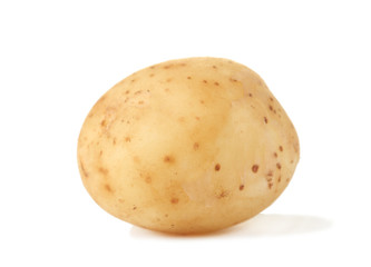 young potato isolated on white close-up