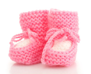 pink baby boots isolated on white