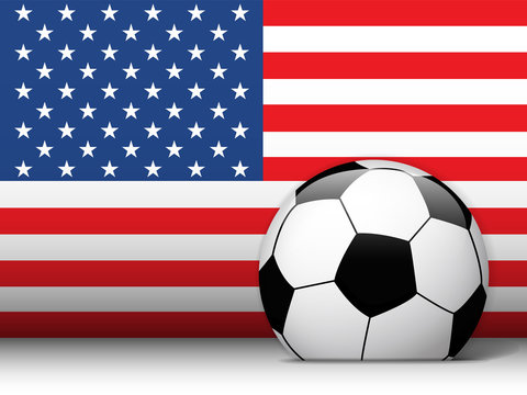 United States Soccer Ball with Flag Background