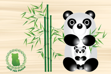 Panda bear illustration with logo