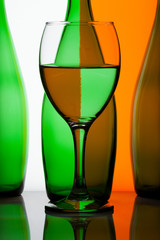 bottles with glass of water