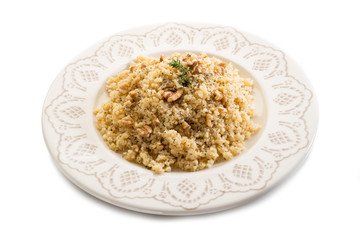 bulgur with nuts and herbs, vegetarian food