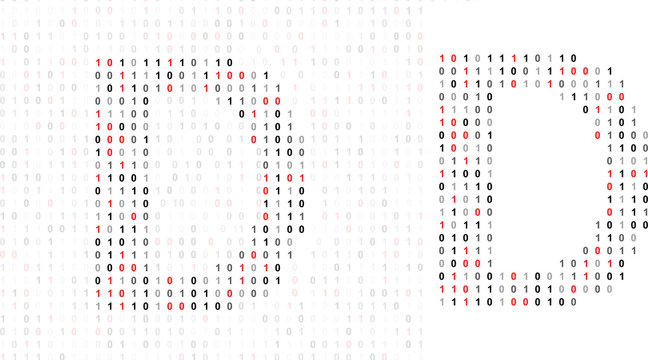 Letter D, alphabet from binary code
