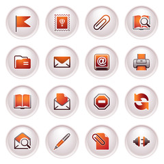 E-mail web icons. Black red series.
