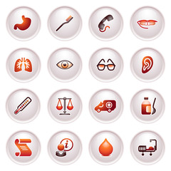 Medicine web icons. Black red series.
