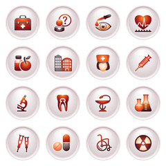 Medicine  icons set 2. Black red series.