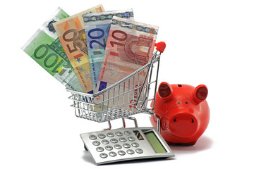 euro in einkaufswagen