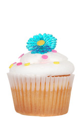 Cupcake with a blue flower
