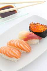 sushi in white background