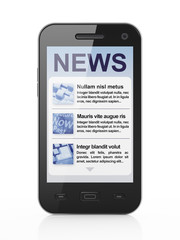 Digital news on smartphone screen