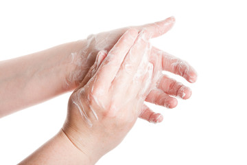 Washing female hands