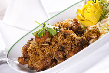 stir fried chicken with lemongrass decorated