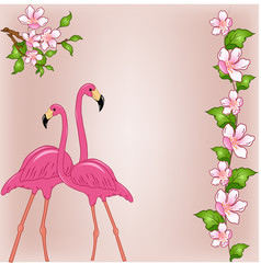 Two enamoured flamingos