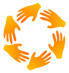 Fototapeta premium Teamwork hands around logo vector