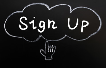 Sign up with Cloud and hand cursor