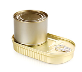 Two tin cans isolated on white