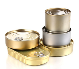 Tin cans isolated on white