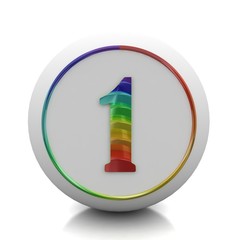 3d rainbow button with number
