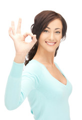young woman showing ok sign