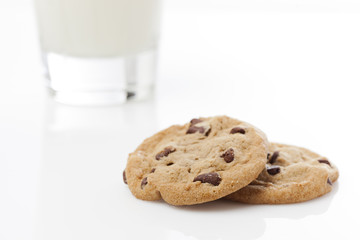 Fresh Chocolate Chip Cookies with milk