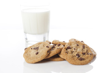 Fresh Chocolate Chip Cookies with milk