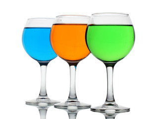 alcoholic cocktails isolated on white
