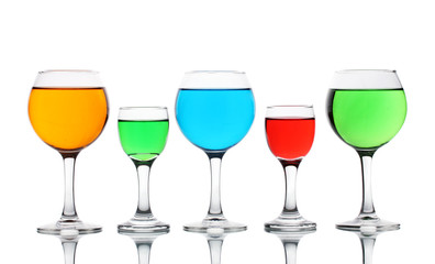 alcoholic cocktails isolated on white