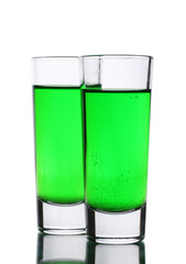 Two glasses of absinthe isolated on white