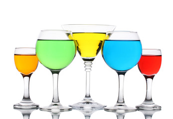 alcoholic cocktails isolated on white