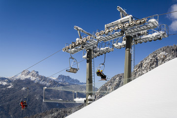 Lifts on the slopes of San Vito di Cadore